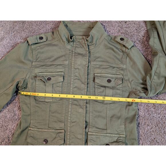 Kenzie Jeans S Military Lightweight Green Utility Cargo Jacket Snap & Zip Close - Picture 10 of 12
